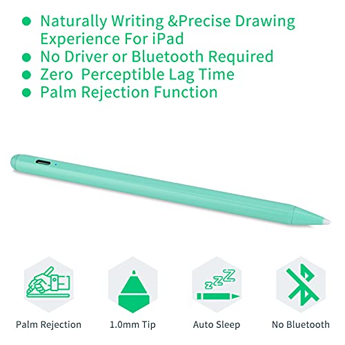 Bbata iPad Air 5th Generation Pencil Apple iPad Pen 9th Generation with Palm Rejection Active Stylus Pen for iPad Air 5th/4th,iPad Pro 12.9/11 Inch,iPad 10th/9th/8th/7th/6th,iPad mini 6 Pencil Green - Image 3