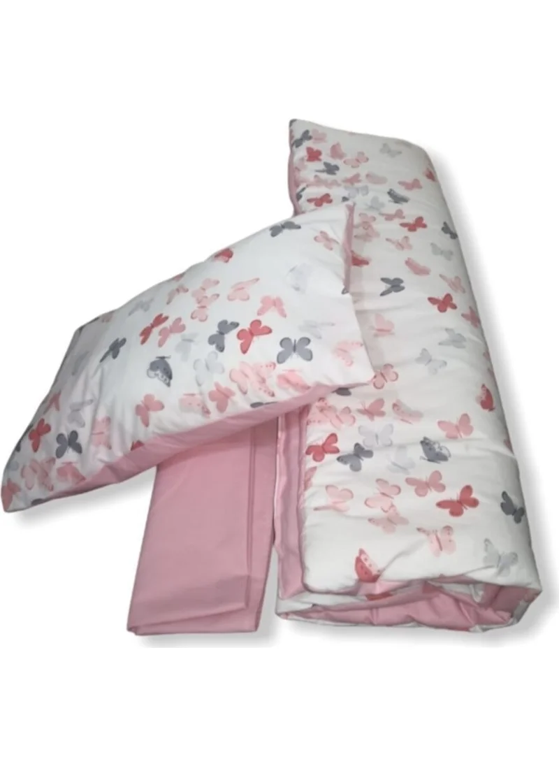 Bebek Özel Baby Special 100% Cotton Baby/Child Pillow Sheet Quilt Set Pink Butterfly 70 x 110 cm