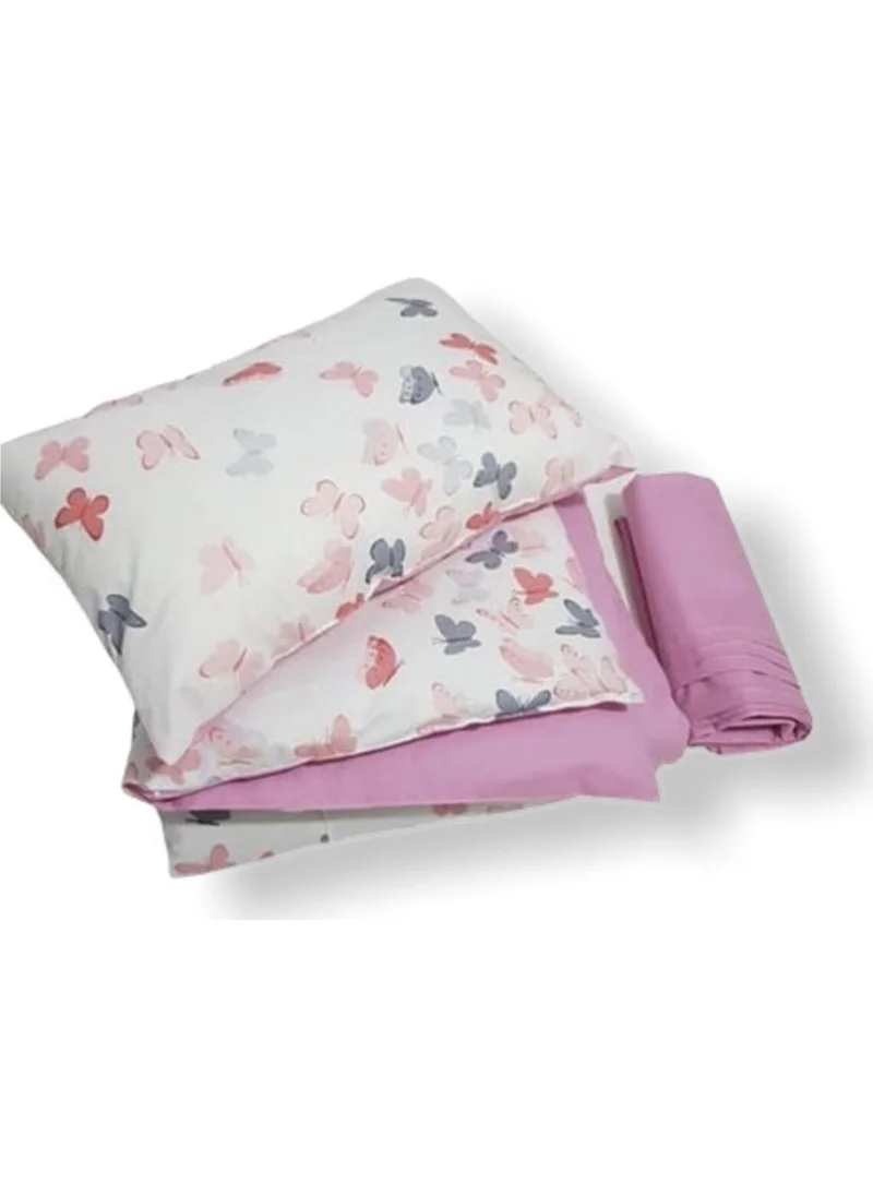 Bebek Özel Baby Special 100% Cotton Baby/Child Pillow Sheet Quilt Set Pink Butterfly 70 x 110 cm