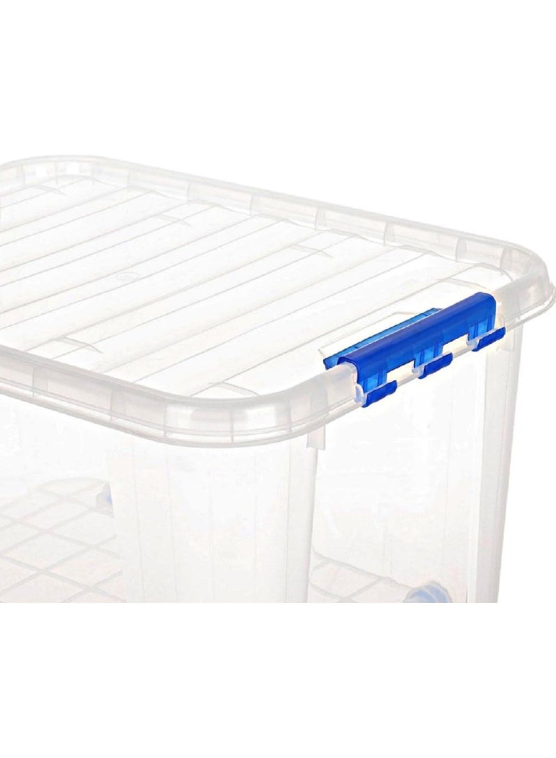 El Watania Light Transparent Clear Plastic Box with Wheels and Cover 47 Liter - Image 3