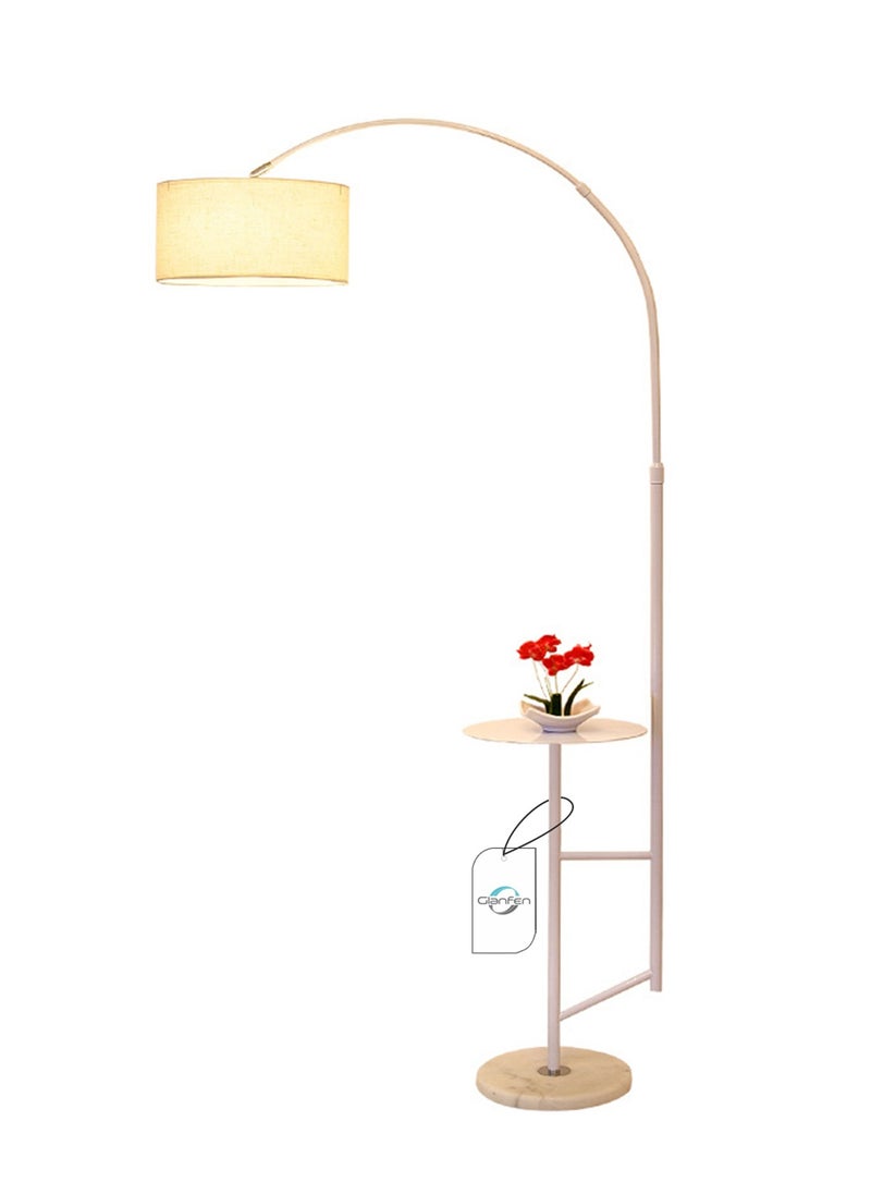 Glanfen - Nordic Three-color Dimming LED Floor Lamp With Table Modern Iron Coffee Table Standing Lamp With Tray For Living Room Bedroom Sofa Side Bedside Standing Light White 28x88x180 centimeter - Image 1