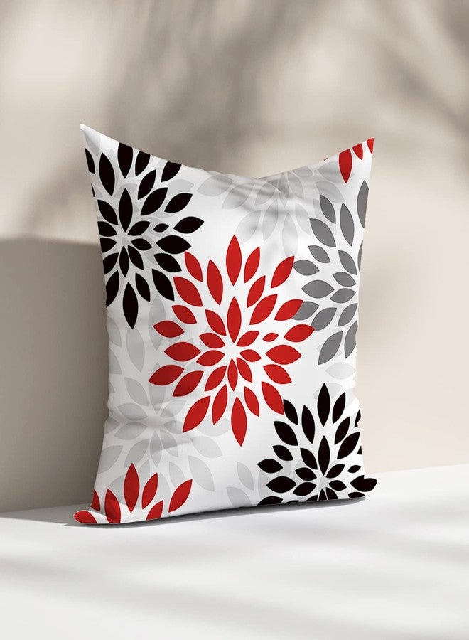 SHAPTOY Red and Black Gray Pillow Cover 18x18 Inch White Grey Modern Dahlia Floral Throw Pillows Covers 2 Pcs Farmhouse Outdoor Pillow Case Decorative Cushion Cover for Home Couch Bed Sofa Decor - Image 2