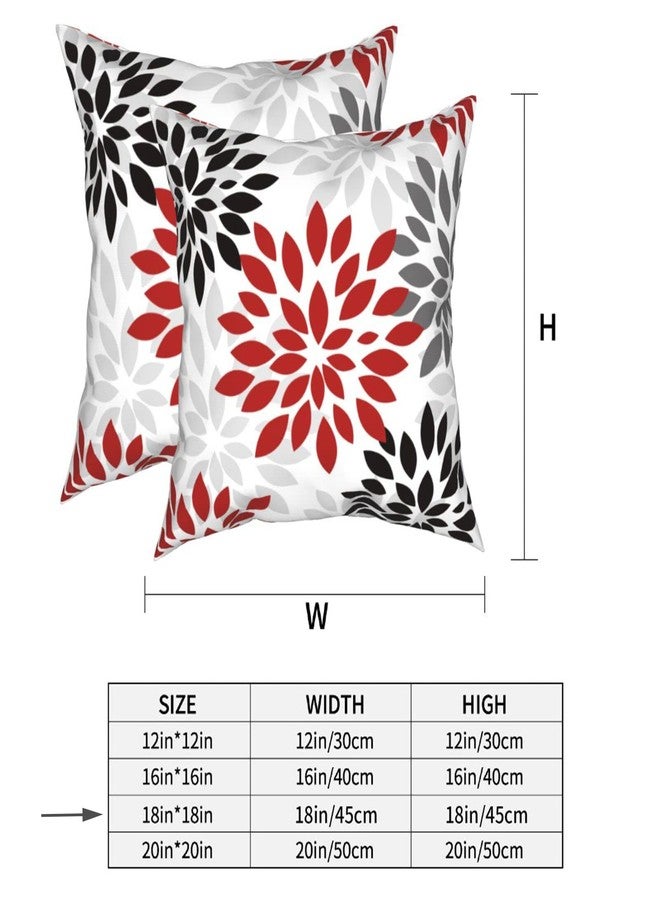 SHAPTOY Red and Black Gray Pillow Cover 18x18 Inch White Grey Modern Dahlia Floral Throw Pillows Covers 2 Pcs Farmhouse Outdoor Pillow Case Decorative Cushion Cover for Home Couch Bed Sofa Decor - Image 4