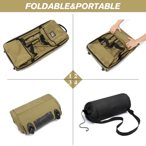 Laripwit Collapsible Duffle Bag with Wheels 130-170L Extra Large Expandable Travel Duffel Bag for Men Women Heavy Duty Military Duffle Bag for Camping Rolling Foldable Carry On Luggage, Brown - Image 3