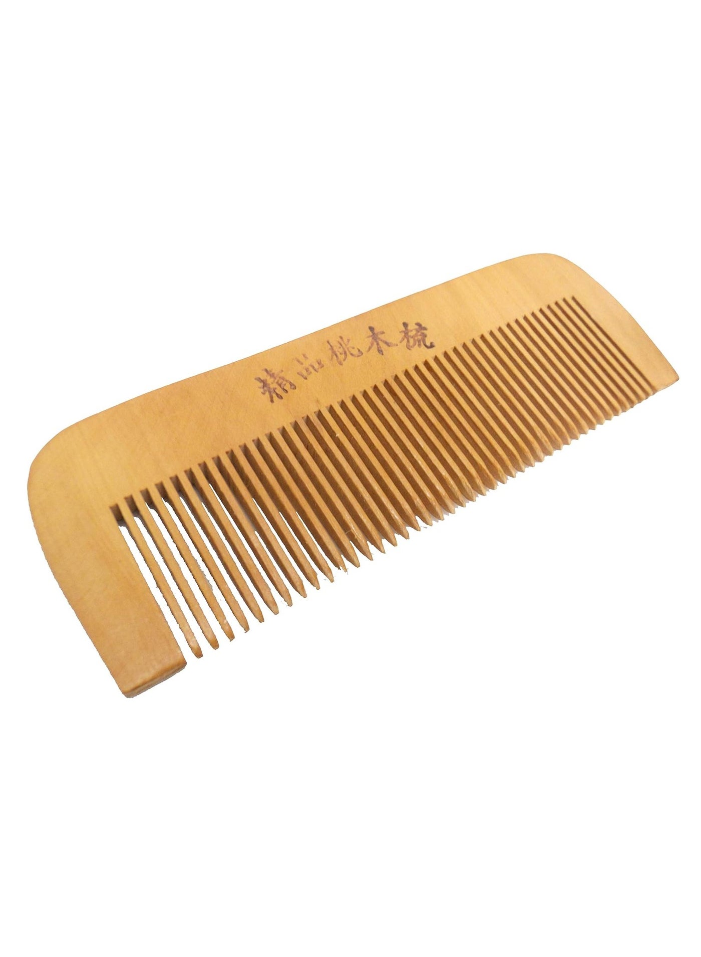 Wooden comb brush with natural narrow teeth