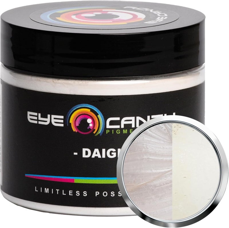 Eye Candy Pigments Premium White Mica Powder - Daigi (50gr) - for Epoxy, Resin, Soap, Paint, Woodworking, Acrylic Pouring, Bath Bombs, Fishing Lures - DIY Arts and Crafts Additive - Image 1