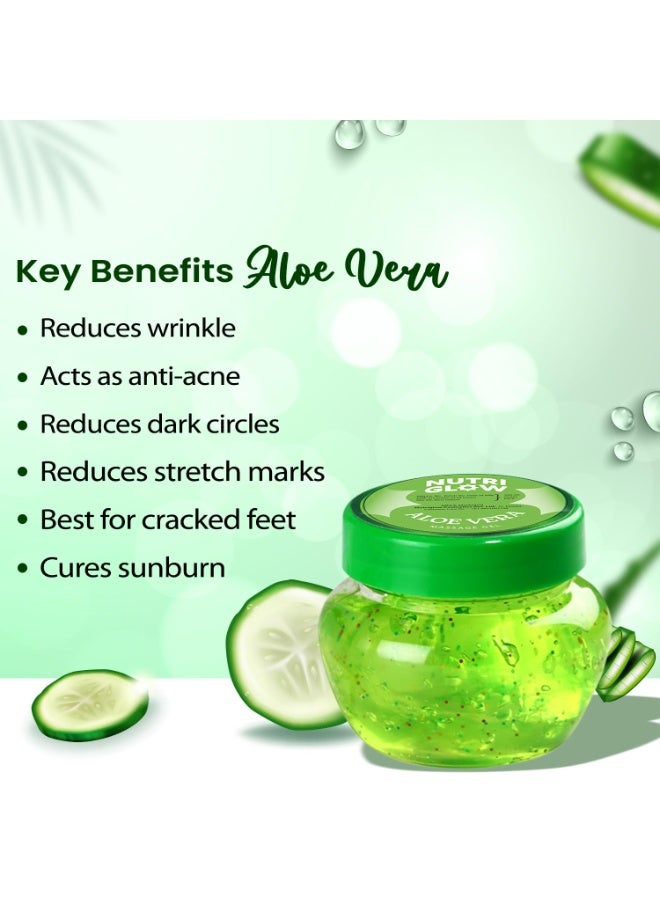 NutriGlow Aloe Vera Gel | Face Moisturizer for men and women | Moisturizer for oily, acne prone skin | Hydrating Gel Relieves Itchy & Irritated Skin, Non Sticky, 100gm - Image 3