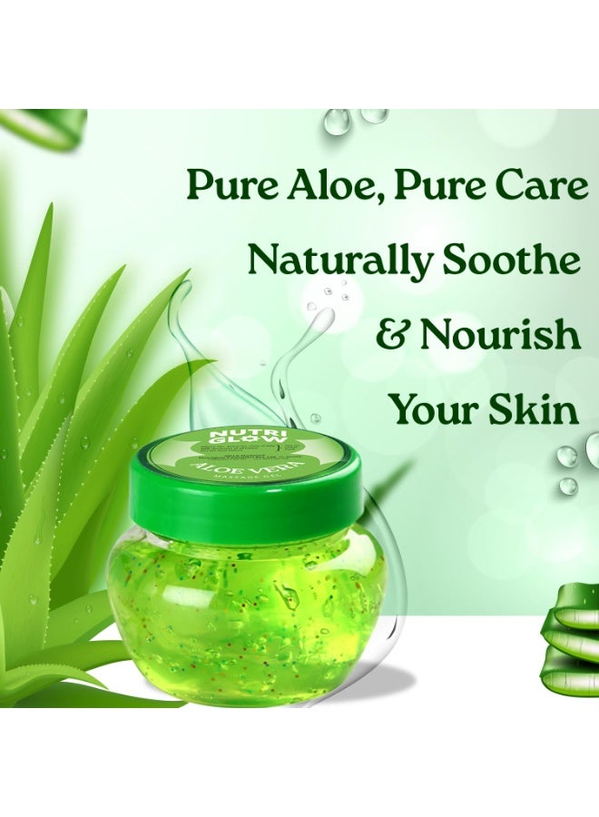 NutriGlow Aloe Vera Gel | Face Moisturizer for men and women | Moisturizer for oily, acne prone skin | Hydrating Gel Relieves Itchy & Irritated Skin, Non Sticky, 100gm - Image 2