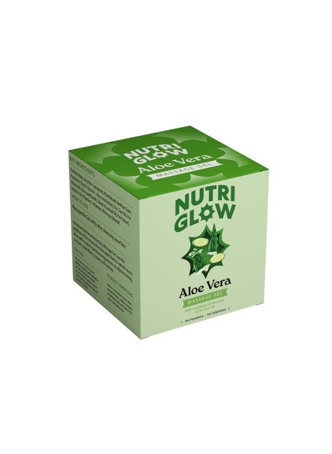NutriGlow Aloe Vera Gel | Face Moisturizer for men and women | Moisturizer for oily, acne prone skin | Hydrating Gel Relieves Itchy & Irritated Skin, Non Sticky, 100gm - Image 1