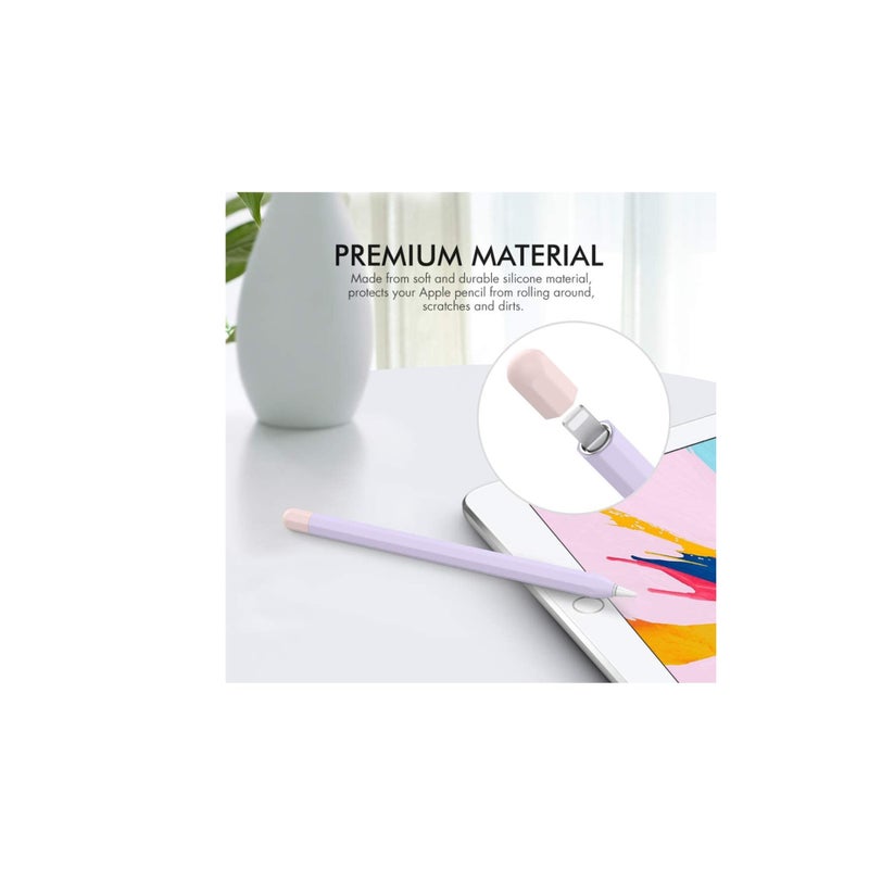 SOLARAE Case Skin Silicone Sleeve Cover Added Cable Adapter Tether Kit Compatible for Apple Pencil 1st Generation - Image 2