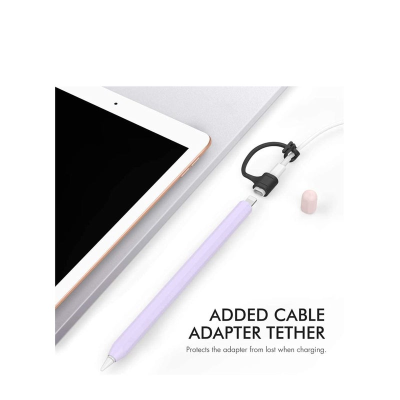 SOLARAE Case Skin Silicone Sleeve Cover Added Cable Adapter Tether Kit Compatible for Apple Pencil 1st Generation - Image 4