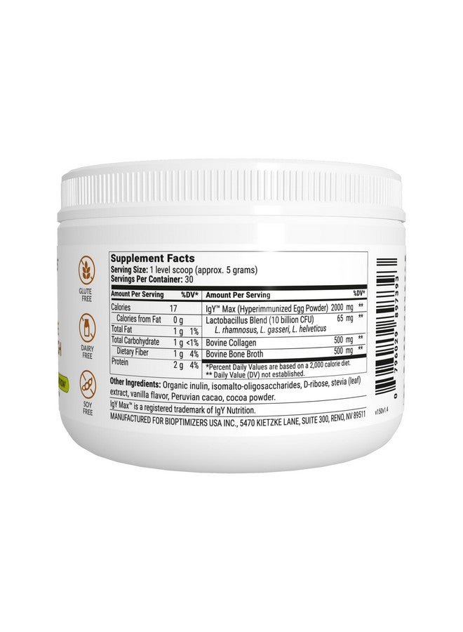 BiOptimizers Microbiome Breakthrough Repair Powder - Chocolate Flavor - Has Lactobacillus Strains, Bone Broth & Collagen - Source of L-Glutamine - Gas & Bloating Relief - Improves Gut Health - 30 Servings - 150g - Image 2