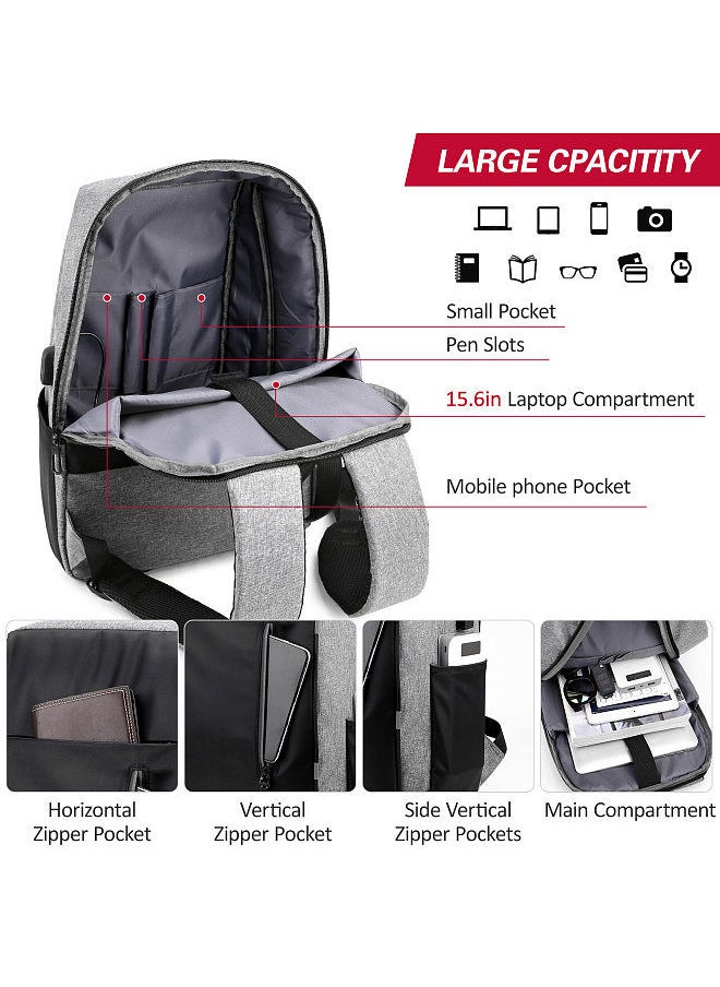 Generic - Laptop Backpack Women Men Shoulders Bag for College Travel Trip Business Fits Up to 15.6 inches Black - Image 1