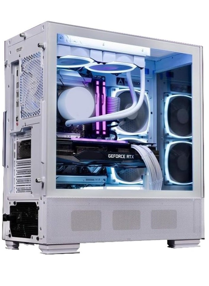NANOTECH - Arctic Storm Gaming PC, AMD Ryzen 5 7600X 4.7 GHz AM5 105W Desktop Processors, 6 Cores & 12 Threads, DDR5 32GB (2*16) 6000MHz Ram, AMD Radeon RX 7600 XT 16GB AMD RDNA 3 Architecture GPU, 2TB NVMe M.2 SSD, 2 Fan AIO Liquid Cooler, 750W 80 Plus Standard Power Supply, Windows 11 Pro | Wi-Fi - Image 1