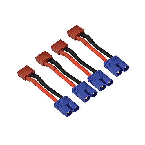 FLY RC 4pcs EC3 Male Connector Adapter to T Female Plug Connector with 14awg 196inch Wire for Brushless RC Cars Trucks Drones LiPo NiMH Battery - Image 1