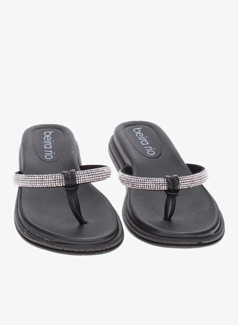 Beira Rio Black Flat Sandals for Women – Stylish Ladies Flat Sandals & Comfortable Flat Slippers for Women | Best Price UAE