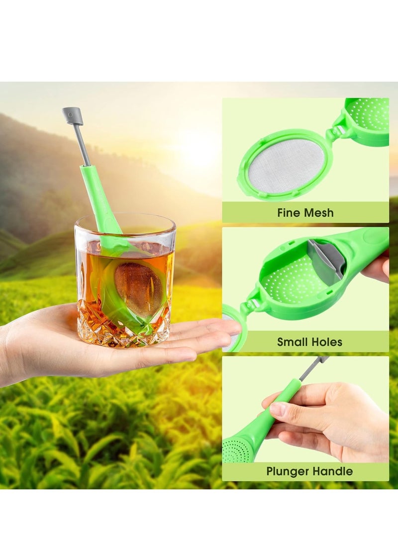 Generic - 1pc Long Handle Plastic Tea Filters Mesh Tea Infuser with Built-in Plunger and Reusable Strainers on Both Sides for Loose Tea/Coffee/Tea Bags/Herbs/Spices - Image 1