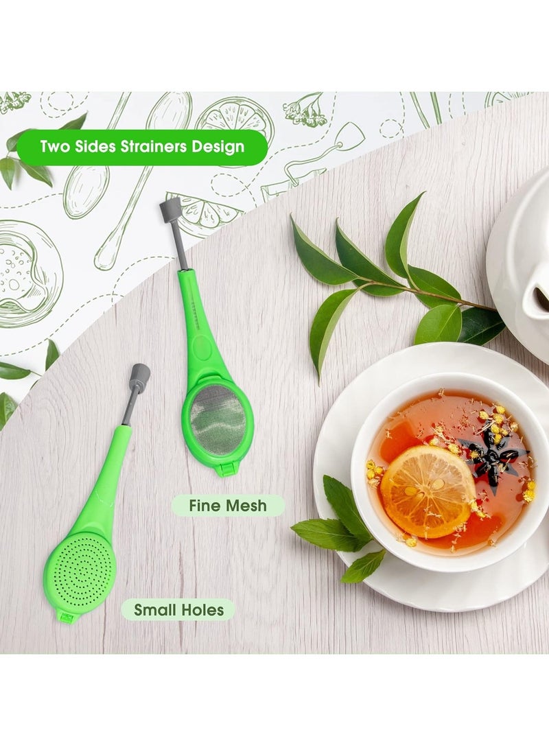Generic - 1pc Long Handle Plastic Tea Filters Mesh Tea Infuser with Built-in Plunger and Reusable Strainers on Both Sides for Loose Tea/Coffee/Tea Bags/Herbs/Spices - Image 1