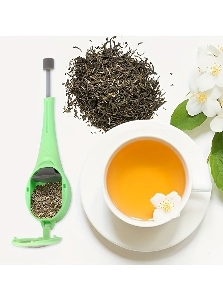 Generic - 1pc Long Handle Plastic Tea Filters Mesh Tea Infuser with Built-in Plunger and Reusable Strainers on Both Sides for Loose Tea/Coffee/Tea Bags/Herbs/Spices - Image 1