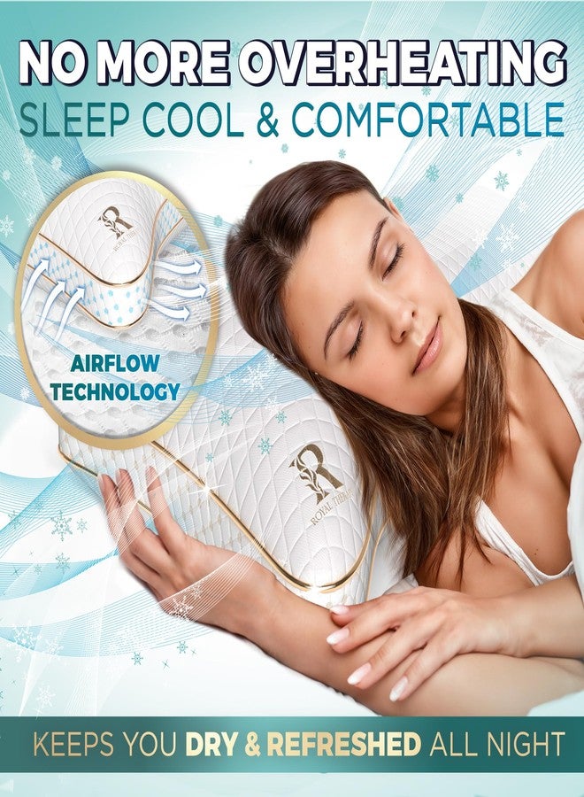 Royal Therapy Queen Memory Foam Pillows - Shredded Memory Foam Pillow for All Sleep Positions - Medium Firm Pillow with Adjustable, Bamboo Rayon Cover, CertiPUR-US, Oeko-TEX Certified - Image 5
