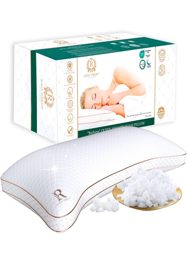 Royal Therapy Queen Memory Foam Pillows - Shredded Memory Foam Pillow for All Sleep Positions - Medium Firm Pillow with Adjustable, Bamboo Rayon Cover, CertiPUR-US, Oeko-TEX Certified - Image 1