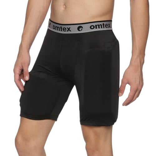omtex Compression Batting Shorts for Right-Handed Cricketers with Inner Pad – Black - XL - Image 2
