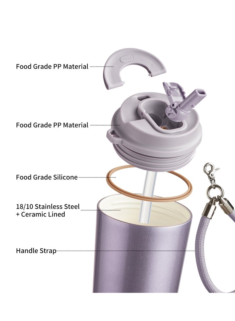 TKK 400ml Stainless Steel Coffee Thermos 316 Keep Temperature for 6 to 12 hours with dual drinking method | Purple - Image 5