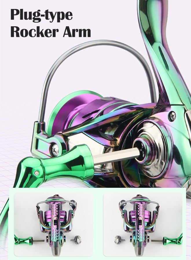 HAUT TON Fishing Reel, Colorful Aluminum Spinning Reels 5.2:1 Gear Ratio, Over 8KG Carbon Drag Ultra Smooth Powerful, CNC Aluminum Spool for Saltwater or Freshwater Fishing(PC2000) - Image 3