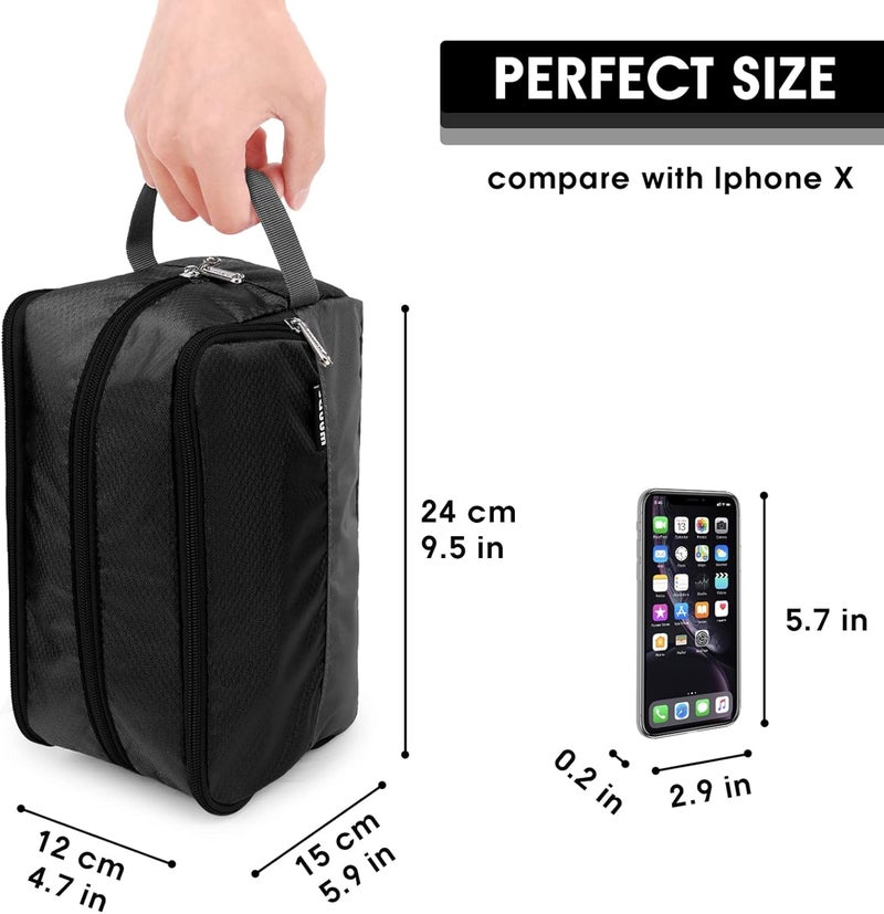 WANDF Toiletry,Shaving Bag for Men Hanging Dopp Kit Water Resistant Small for Traveling (Black) - Image 2