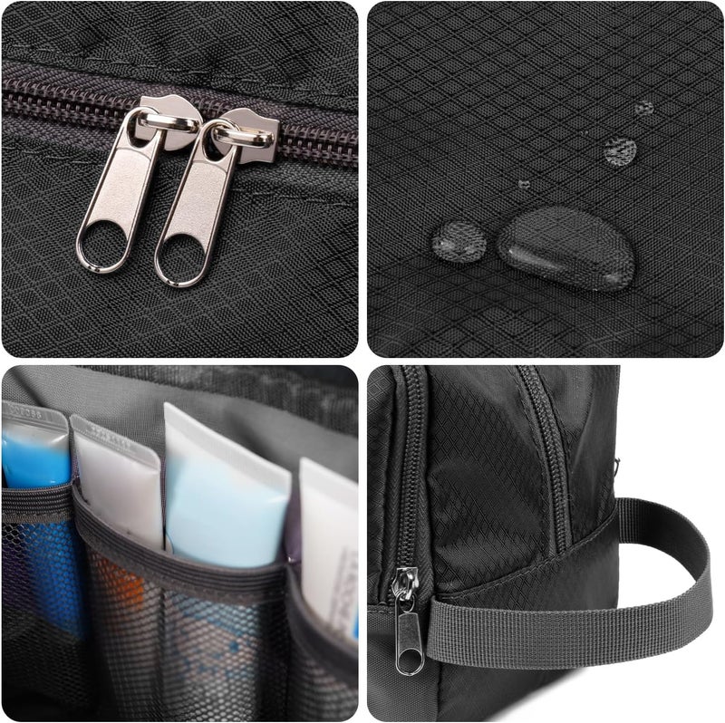 WANDF Toiletry,Shaving Bag for Men Hanging Dopp Kit Water Resistant Small for Traveling (Black) - Image 5
