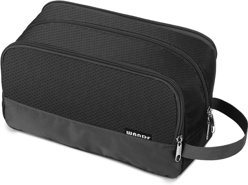 WANDF Toiletry,Shaving Bag for Men Hanging Dopp Kit Water Resistant Small for Traveling (Black) - Image 1