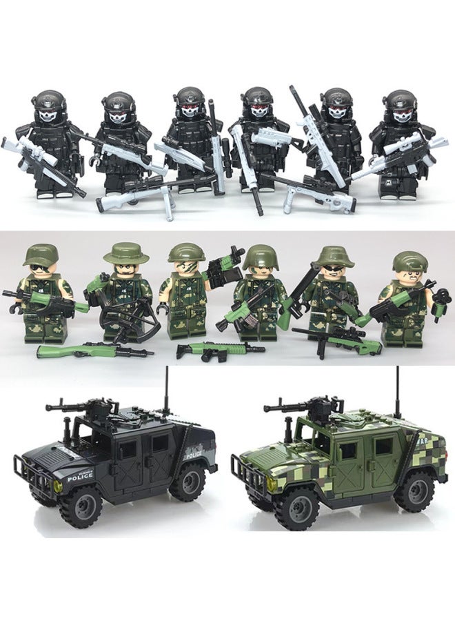 Military Fire Wire Fighter Thunder Command Institute Men's Armored Vehicle Military Special Forces Minifigures Dolls Assembled Toys Building Blocks-Color:Color 2 Vehicles 12 Special Forces B  - Image 1