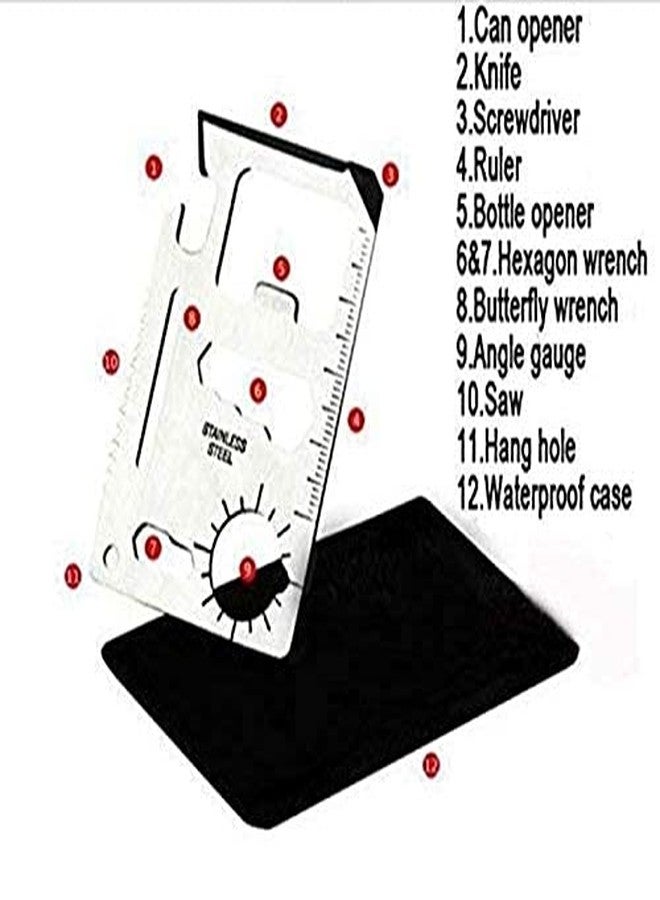VENEKETY Multi-Purpose 11 in 1 Credit Card Size Wallet Ninja Pocket Tool Small Silver - Image 3