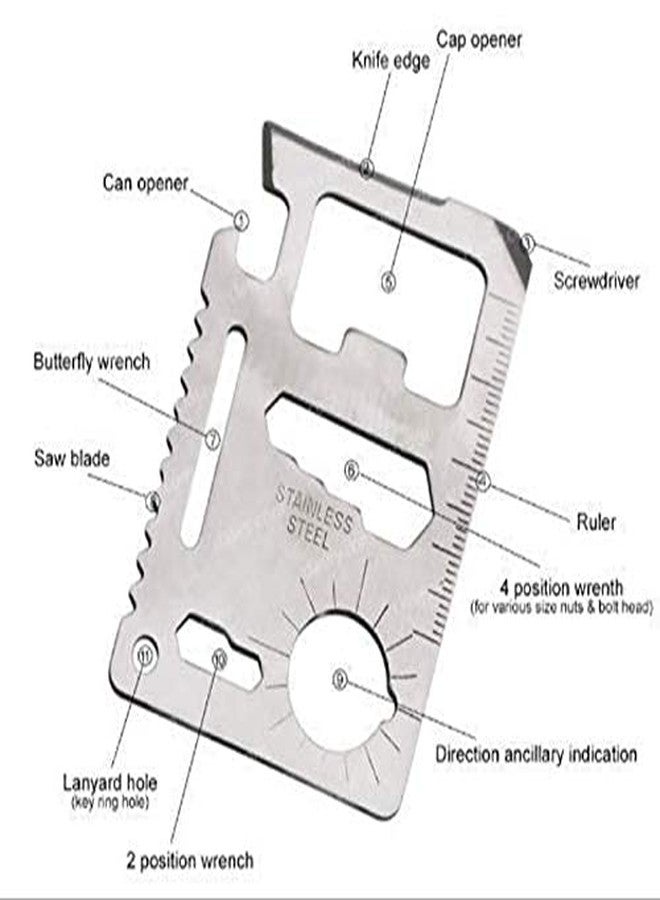VENEKETY Multi-Purpose 11 in 1 Credit Card Size Wallet Ninja Pocket Tool Small Silver - Image 2