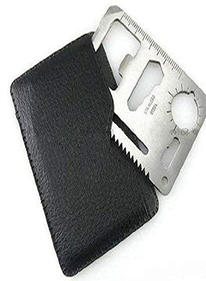 VENEKETY Multi-Purpose 11 in 1 Credit Card Size Wallet Ninja Pocket Tool Small Silver - Image 1