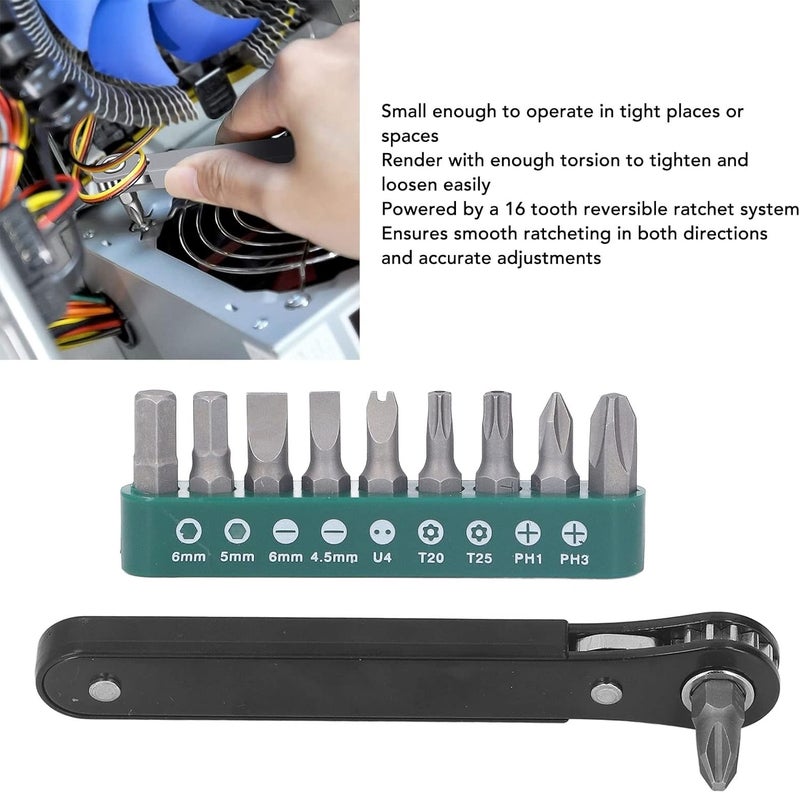 klarako ' Mini Screwdriver Set 11Pcs Ratchet Maximum 90 Degree Flexibility Tool Belt Compact 4In Screwdrivers Set - Image 5