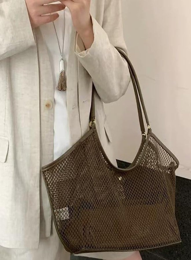 Molodo Large Mesh Hobo for Women Summer Beach Bag with Inner Bag Large Tote Elegant Purses for Vacation Travel - Image 3