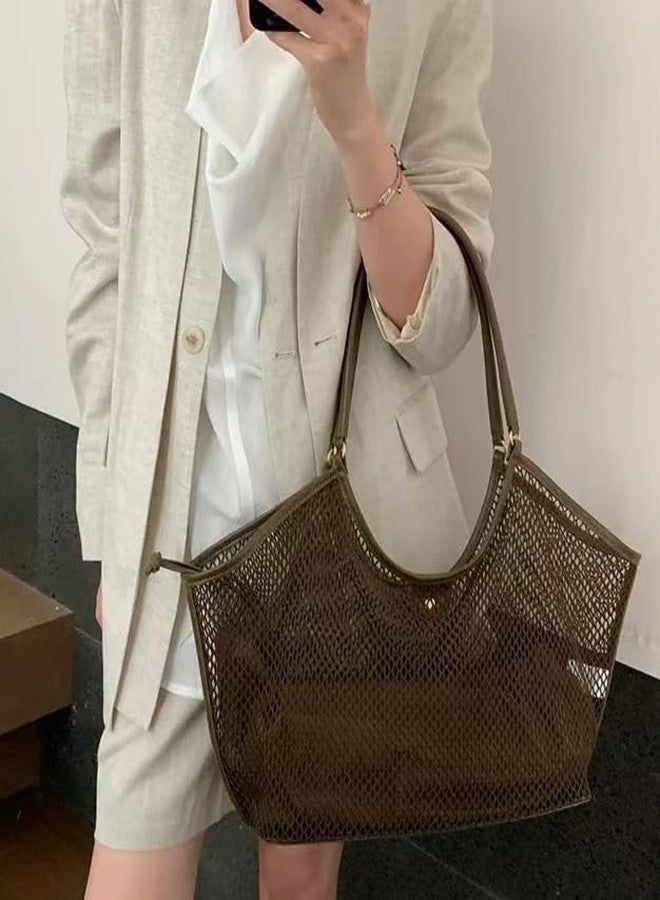 Molodo Large Mesh Hobo for Women Summer Beach Bag with Inner Bag Large Tote Elegant Purses for Vacation Travel - Image 2