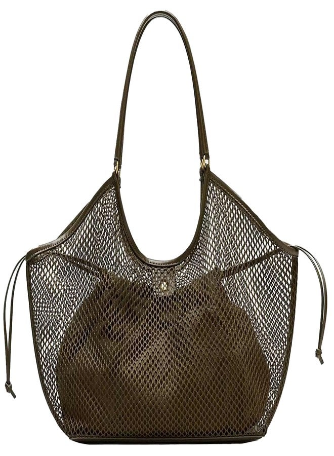 Molodo Large Mesh Hobo for Women Summer Beach Bag with Inner Bag Large Tote Elegant Purses for Vacation Travel - Image 1