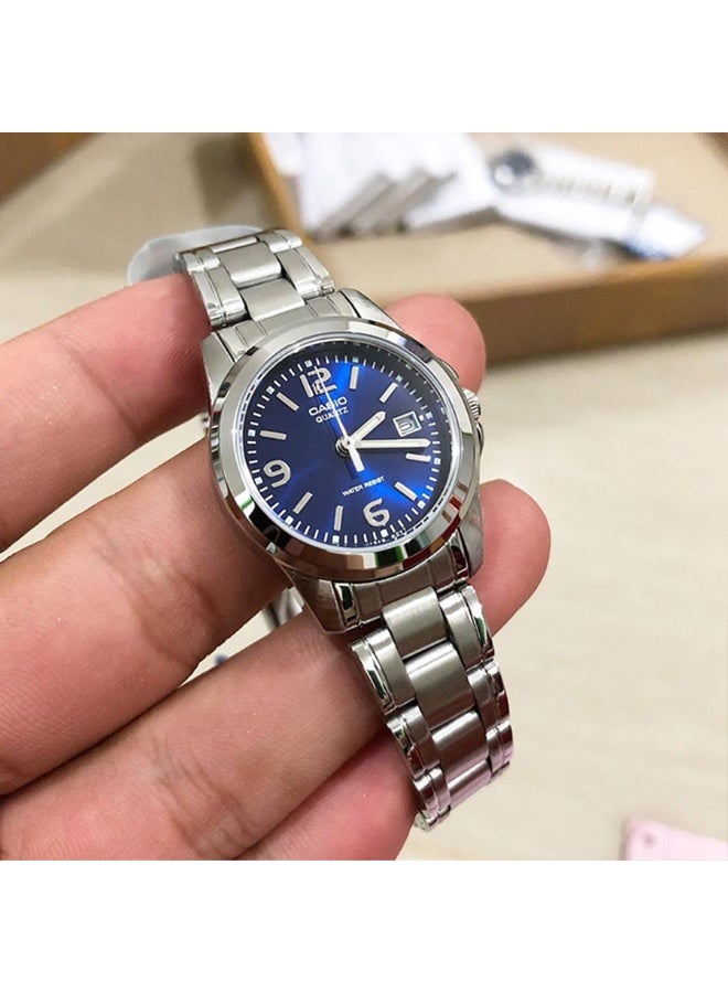 Casio LTP-1215A-2ADF Women’s Stainless Steel Analog Watch – Classic Silver Bracelet with Blue Dial - Image 3