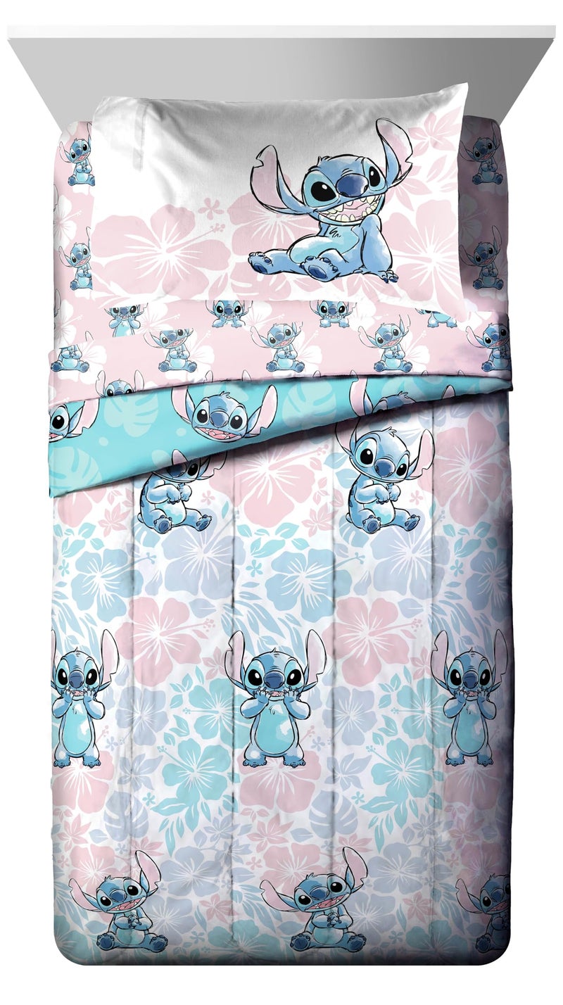 Jay Franco Disney Lilo & Stitch Full Comforter Set - 7 Piece Bedding Includes Sheet Set & Pillow Covers - Super Soft Kids Floral Bedding - Image 2