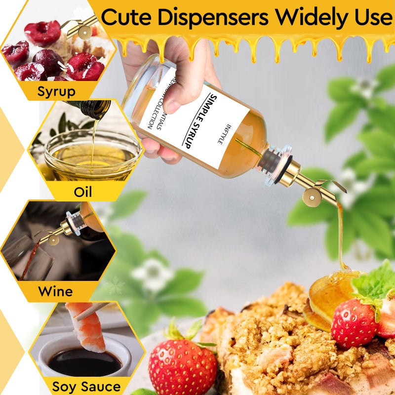 INFTYLE Olive Oil Dispenser Bottle Glass Coffee Syrup Bottles Set of 6 Cooking Oil bottles for kitchen, with Pourer Spout, Sealing Stopper, Labels, Funnel, Cleaning Brush (12 oz) - Image 2