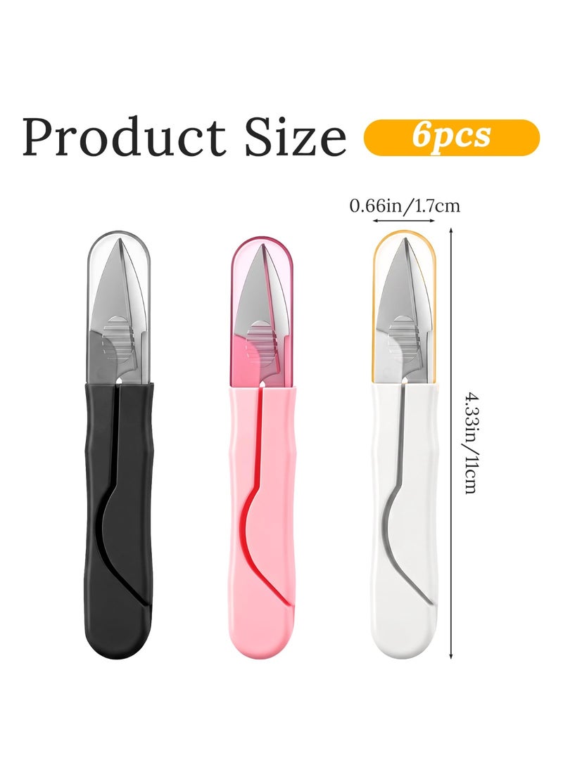 6Pcs Thread Scissors, Portable Stainless Steel Yarn Scissors, Mini Embroidery Sewing Craft Thread Cutter for Knitting Cross Stitch DIY Projects - Image 2