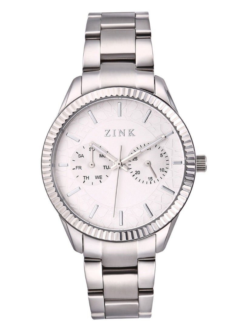 زنك ساعة ZINK نسائية بهيكل من الفولاذ المقاوم للصدأ باللون الفضي وسوار من الفولاذ المقاوم للصدأ باللون الفضي - Image 1