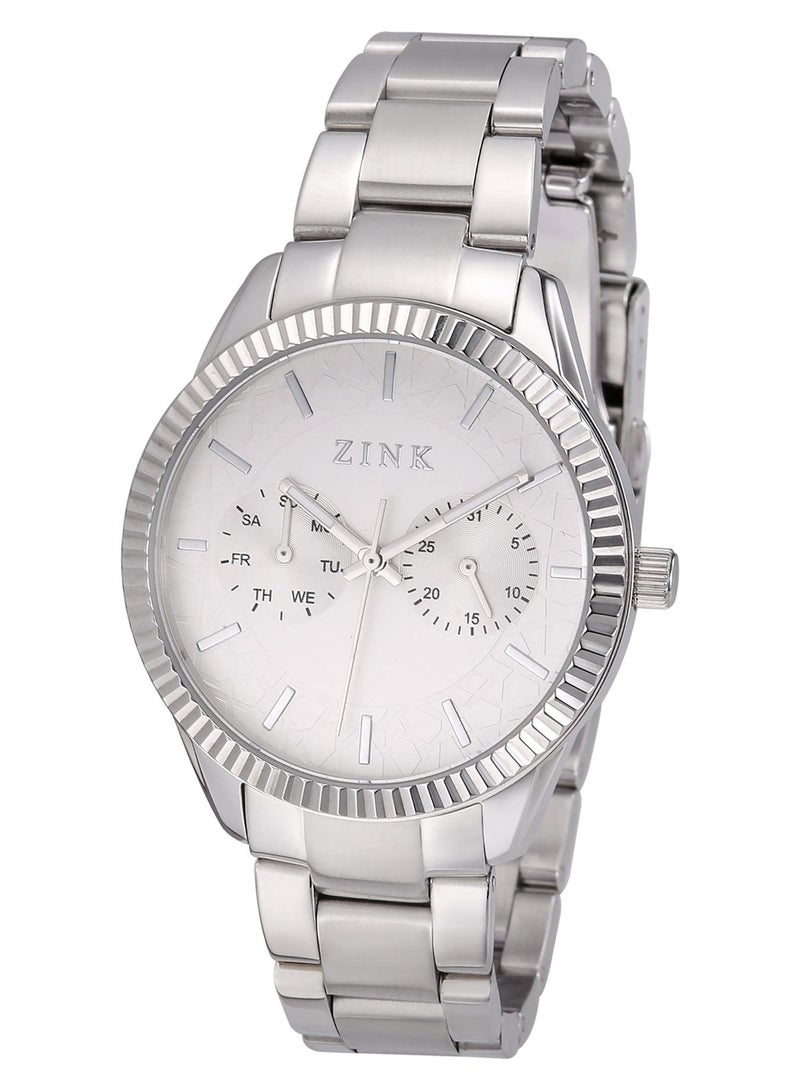 زنك ساعة ZINK نسائية بهيكل من الفولاذ المقاوم للصدأ باللون الفضي وسوار من الفولاذ المقاوم للصدأ باللون الفضي - Image 3