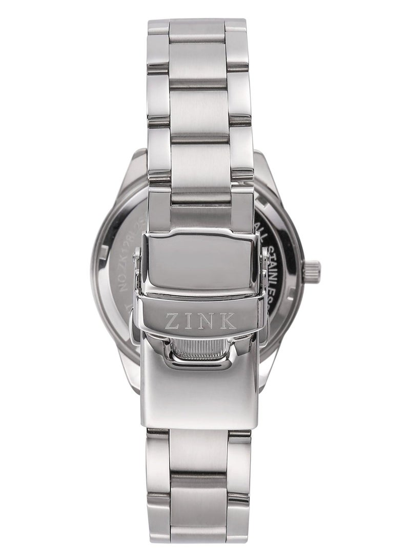 زنك ساعة ZINK نسائية بهيكل من الفولاذ المقاوم للصدأ باللون الفضي وسوار من الفولاذ المقاوم للصدأ باللون الفضي - Image 4