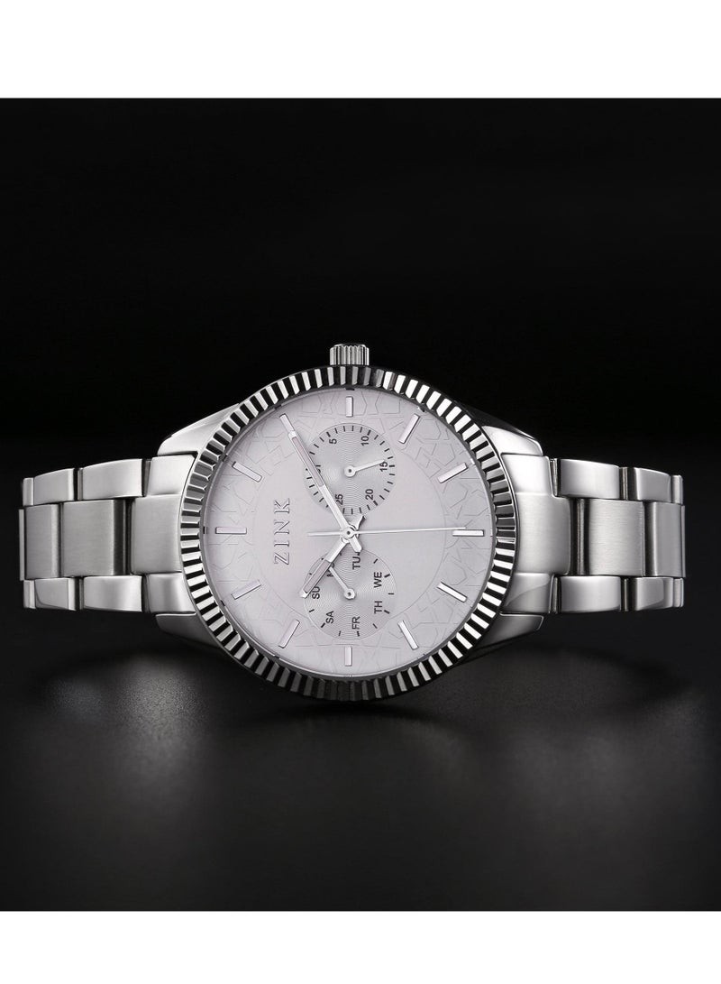 زنك ساعة ZINK نسائية بهيكل من الفولاذ المقاوم للصدأ باللون الفضي وسوار من الفولاذ المقاوم للصدأ باللون الفضي - Image 5