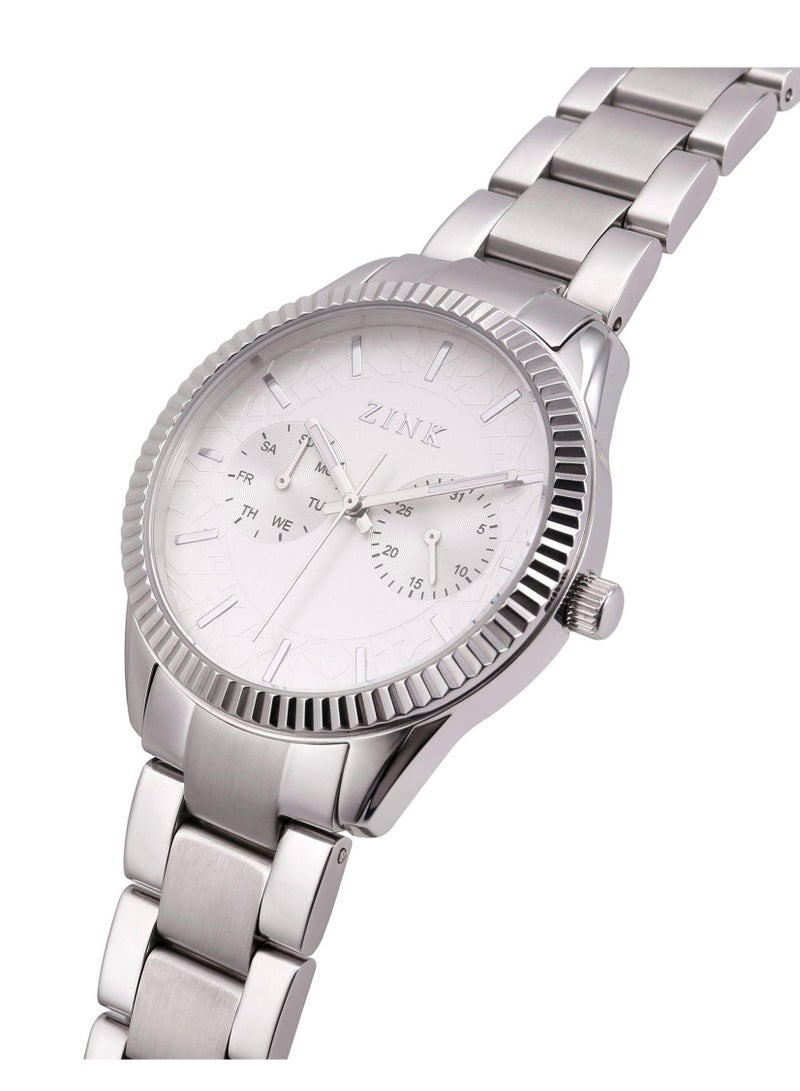 زنك ساعة ZINK نسائية بهيكل من الفولاذ المقاوم للصدأ باللون الفضي وسوار من الفولاذ المقاوم للصدأ باللون الفضي - Image 2