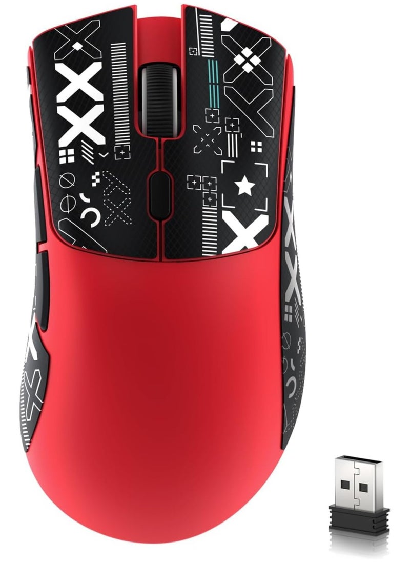 Attack Shark ATTACK SHARK R1 Wireless Gaming Mouse – Tri-Mode (2.4G/BT5.2/Wired), 55g Ultra-Light – 18K DPI PAW3311 Sensor – HUYU 20M Clicks – Ergonomic – Red + Grip Tape  - Image 1