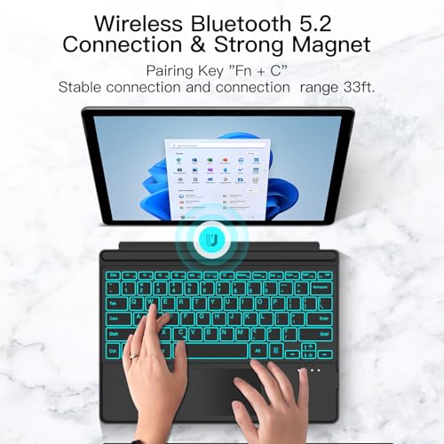 XIWMIX Keyboard for Microsoft Surface Pro 7/ Pro 7 Plus/Pro 6/ Pro 5/ Pro 4 12.3"/Pro 3, Portable Bluetooth 5.2 Wireless,Multi-Gesture Touchpad 7-Color Backlit Type Cover for Surface Pro 7/7+/6/5/4/3 - Image 5